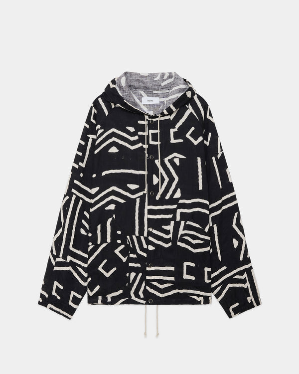 LINEN TROPICAL PARKA, Black x Ivory