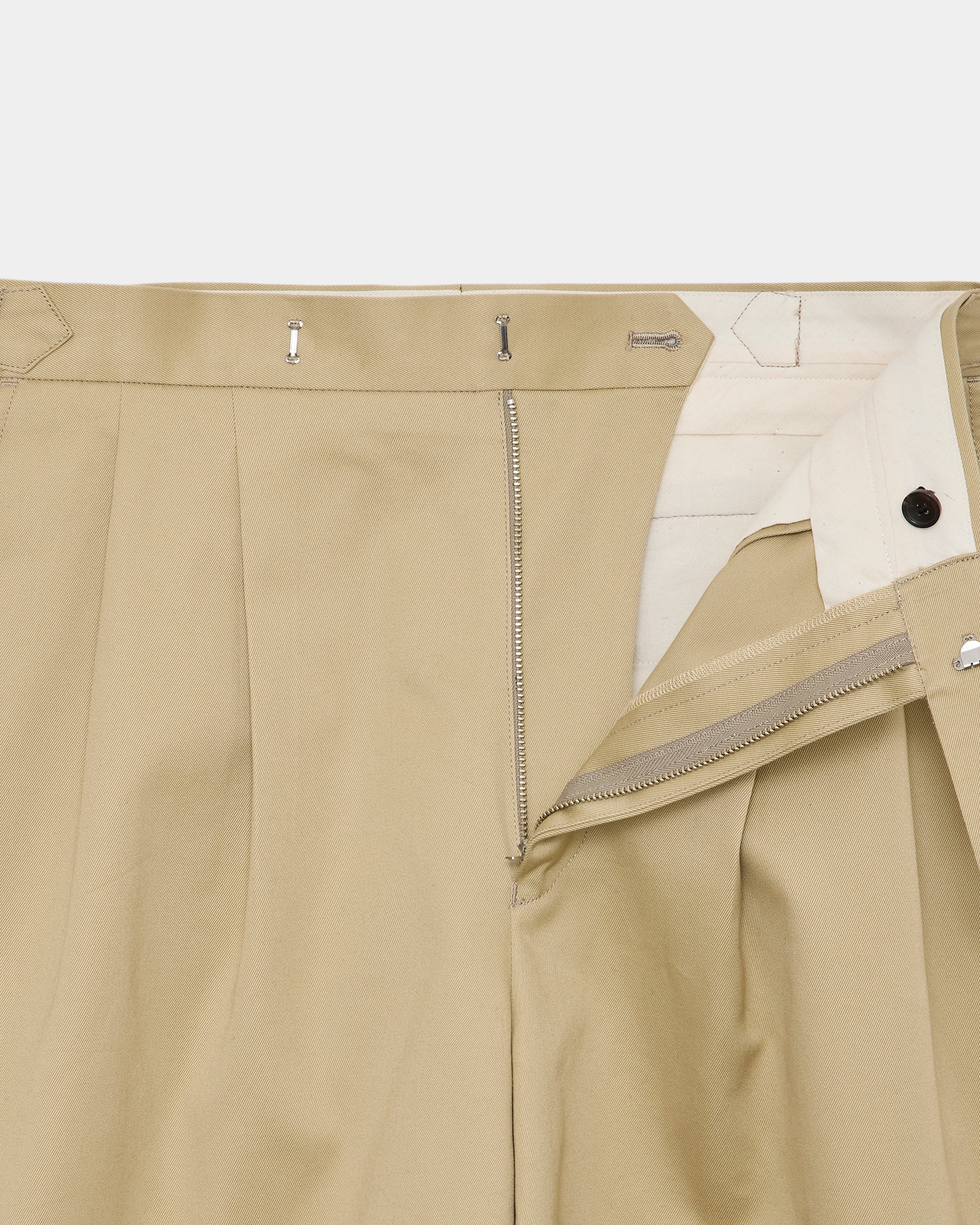 ORGANIC COTTON TWILL TWO TUCK CROPPED TROUSERS, Beige