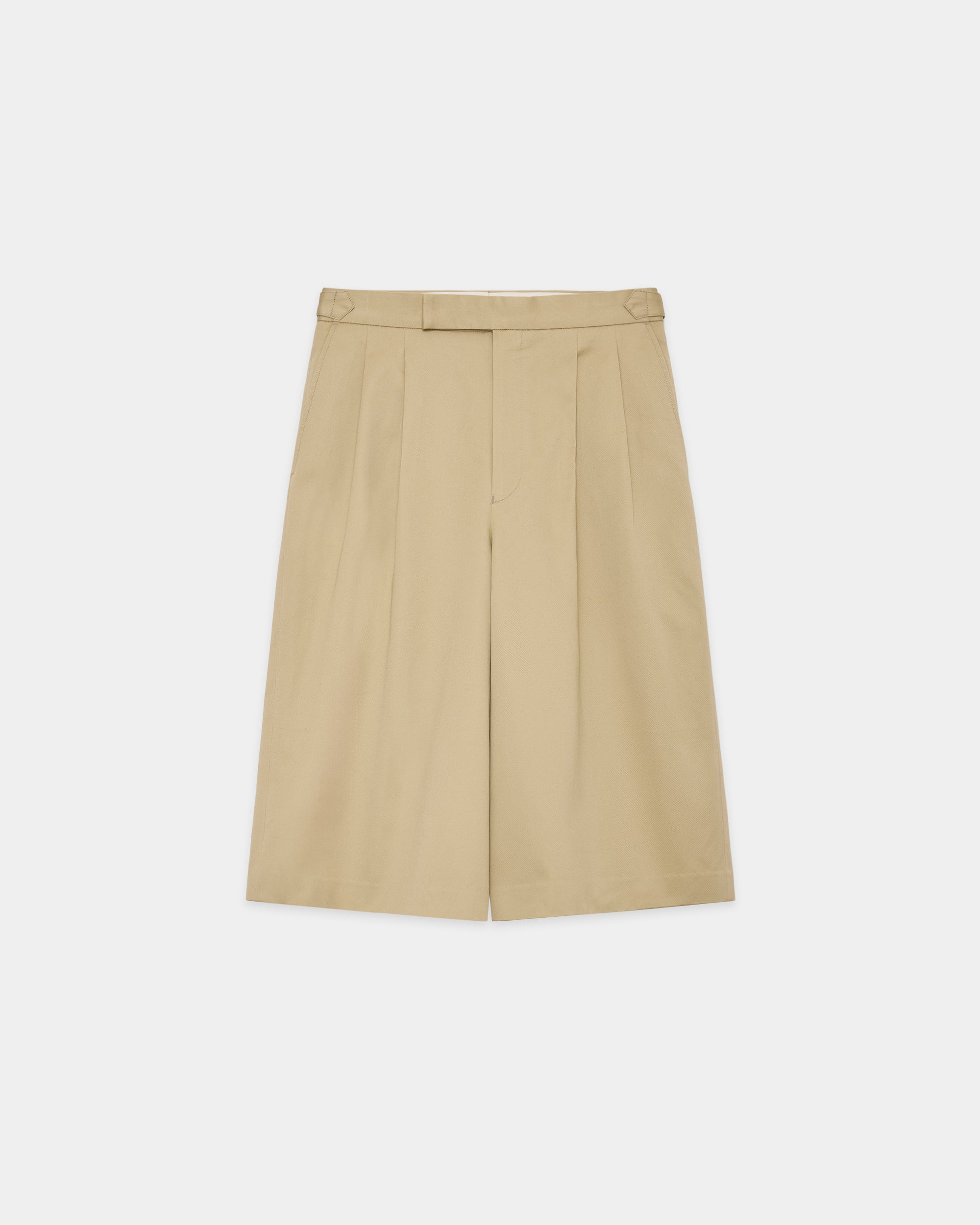 ORGANIC COTTON TWILL TWO TUCK CROPPED TROUSERS, Beige