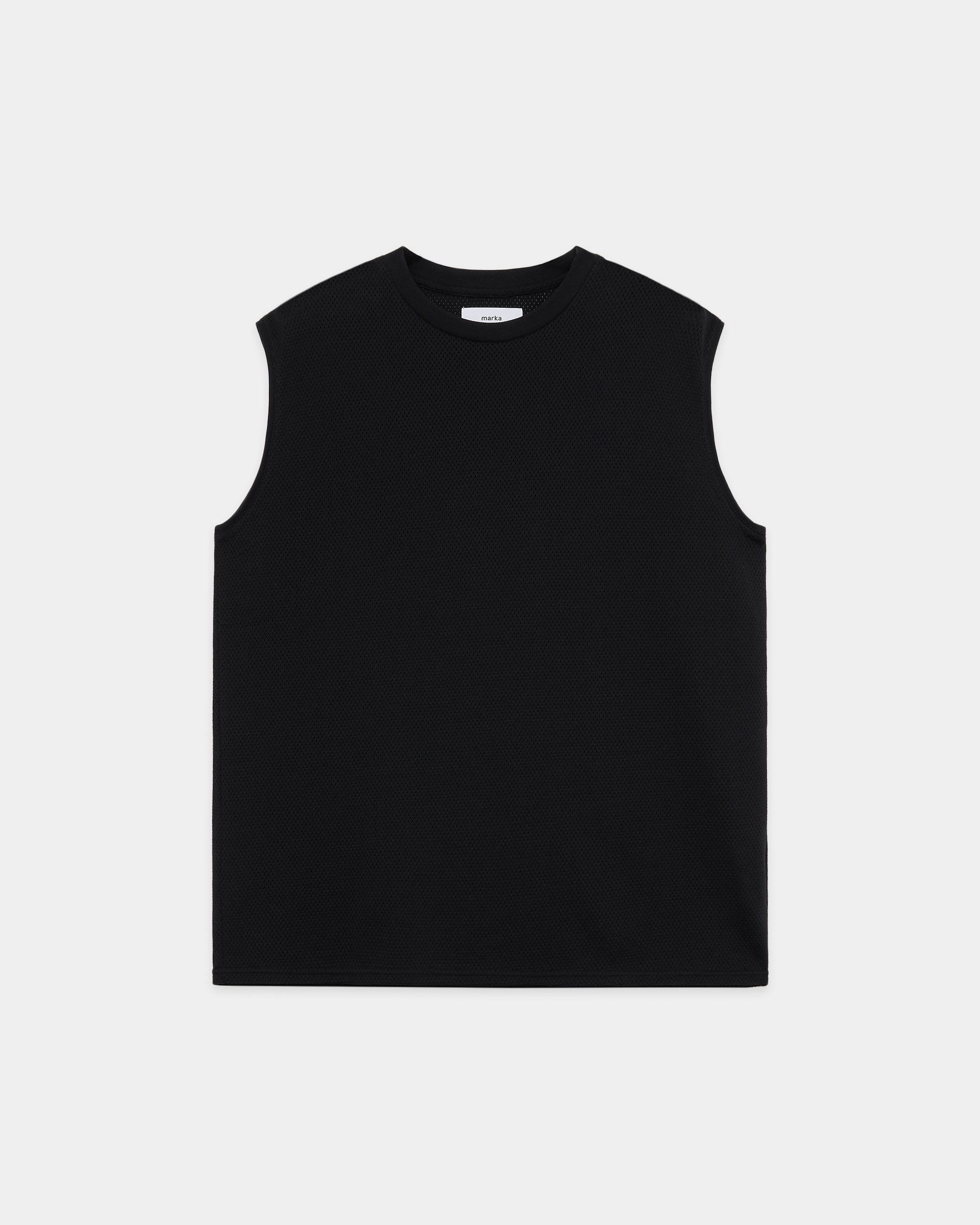 オーガニックコットンメッシュ / メッシュスリーブレスTEE, Black
