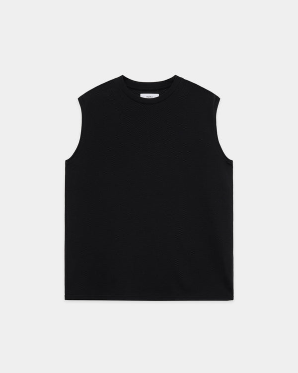40/2 ORGANIC COTTON MESH MESH SLEEVELESS TEE, Black