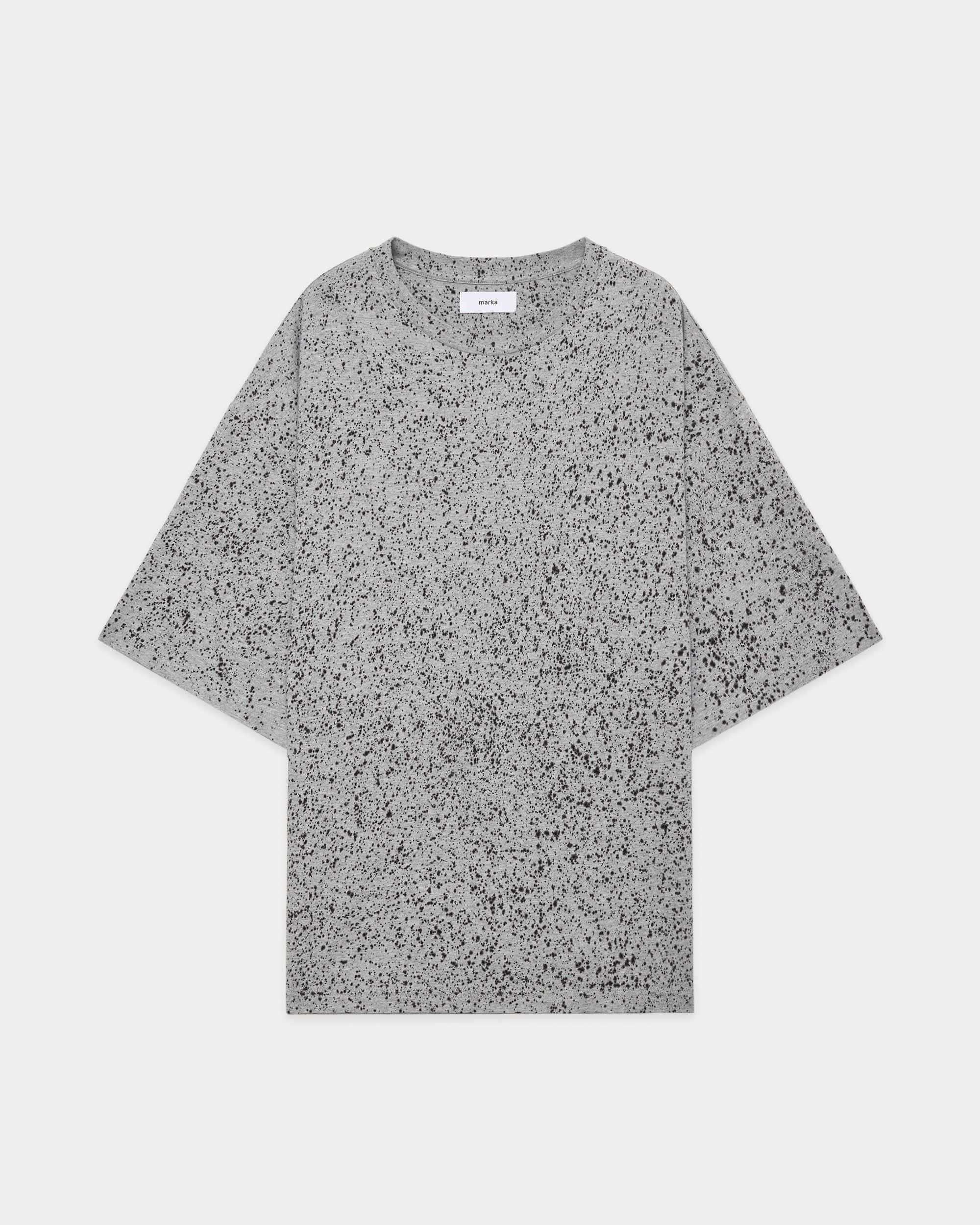 30/1 ORGANIC COTTON KNIT LOOSE FIT SPLASH TEE, Top Gray