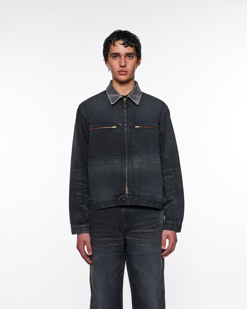 ORGANIC COTTON DUCK MECHANIC JACKET, Black