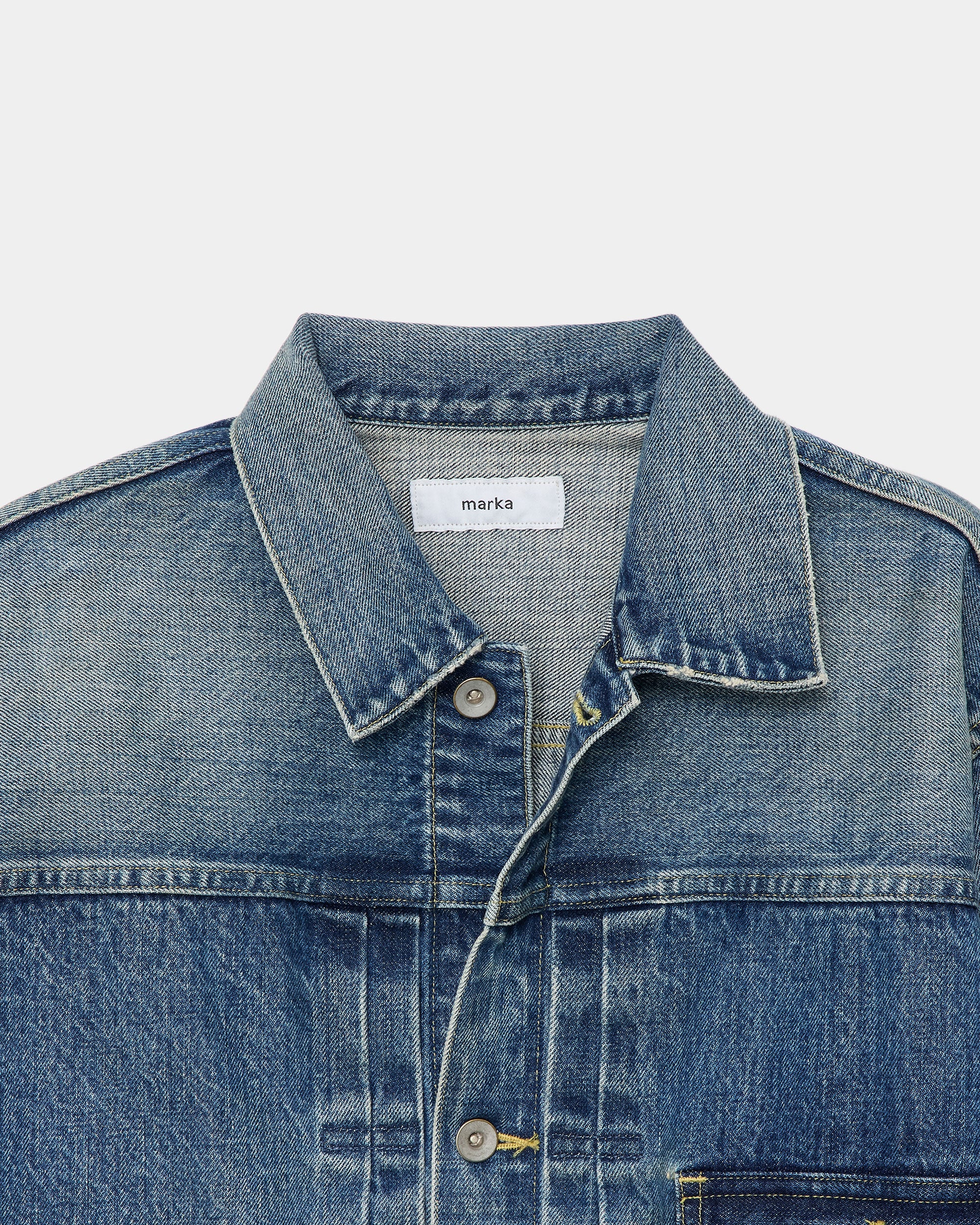 ORGANIC COTTON 13.5oz SELVEDGE DENIM TYPE-1 DENIM JACKET, Used Washed
