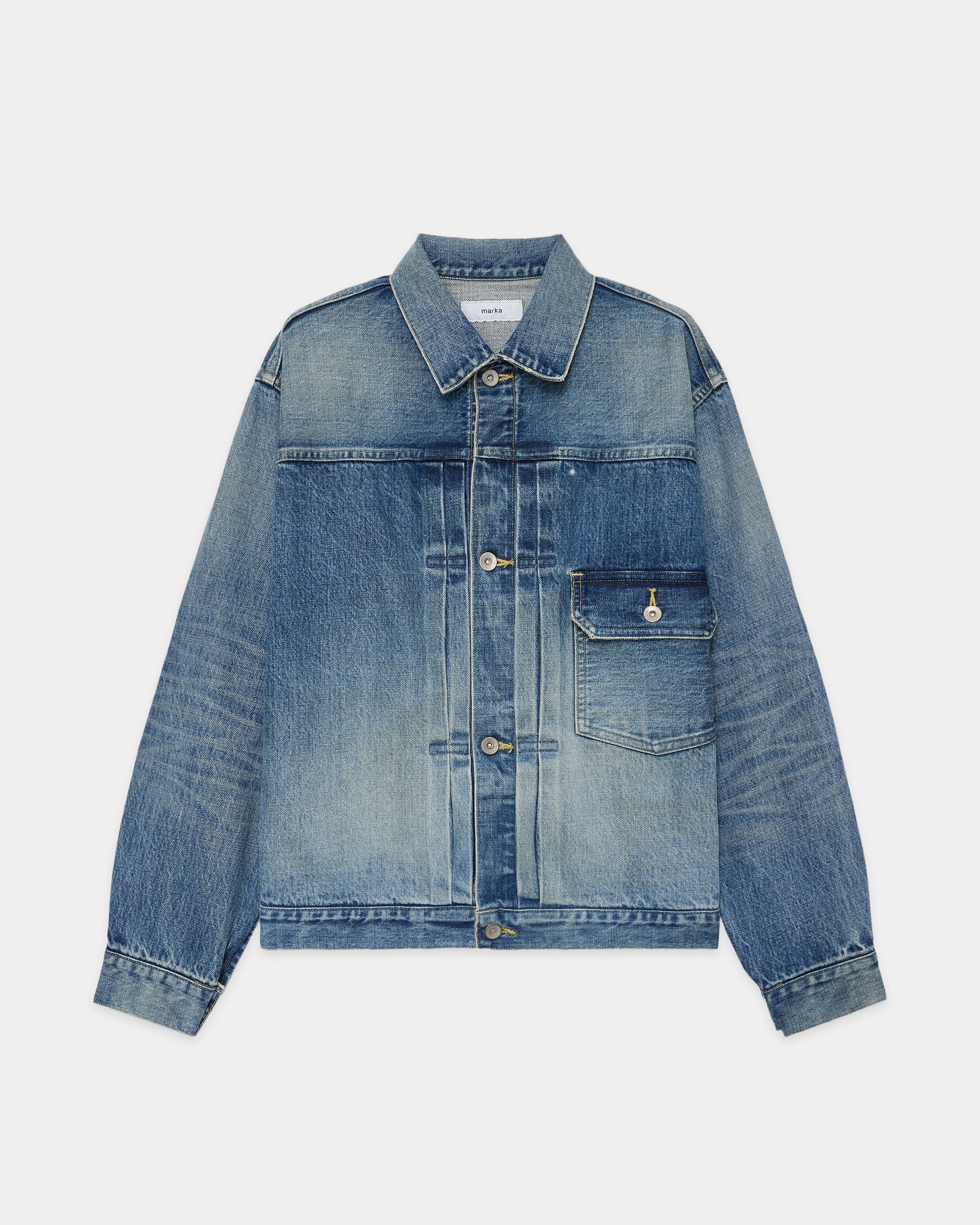 ORGANIC COTTON 13.5oz SELVEDGE DENIM TYPE-1 DENIM JACKET, Used Washed