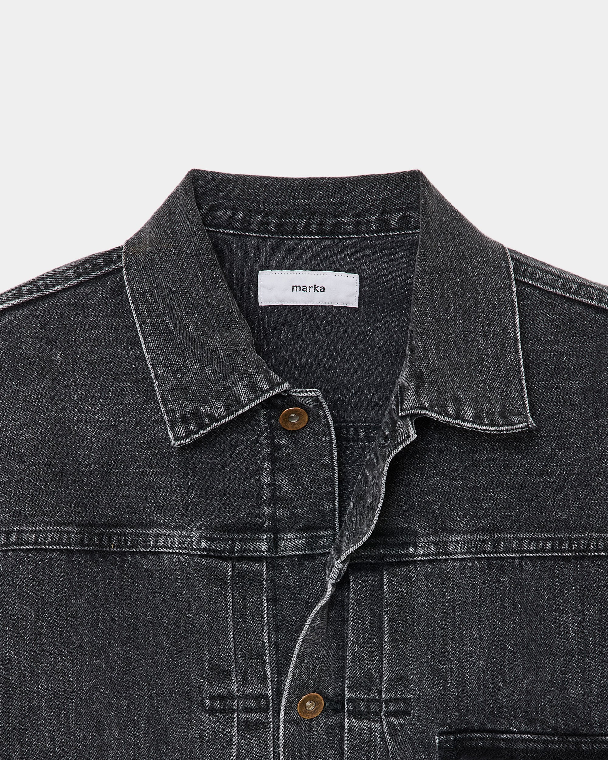 ORGANIC COTTON 13.5oz SELVEDGE DENIM TYPE-1 DENIM JACKET, Faded Black