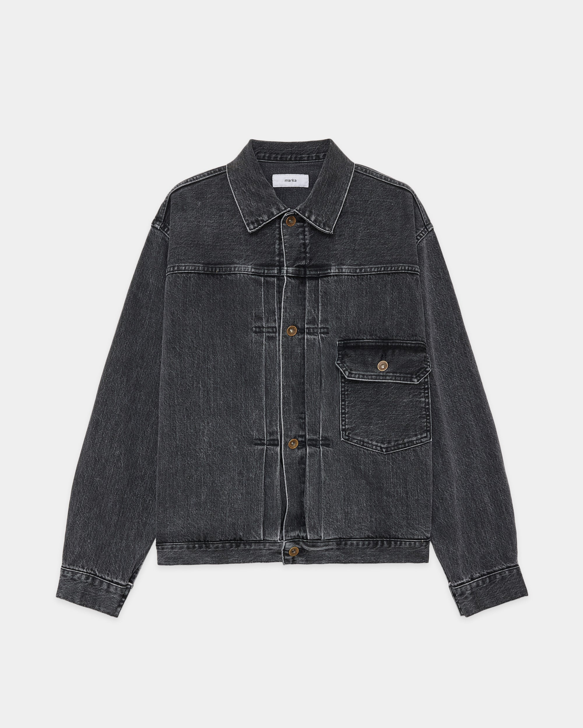 ORGANIC COTTON 13.5oz SELVEDGE DENIM TYPE-1 DENIM JACKET, Faded Black