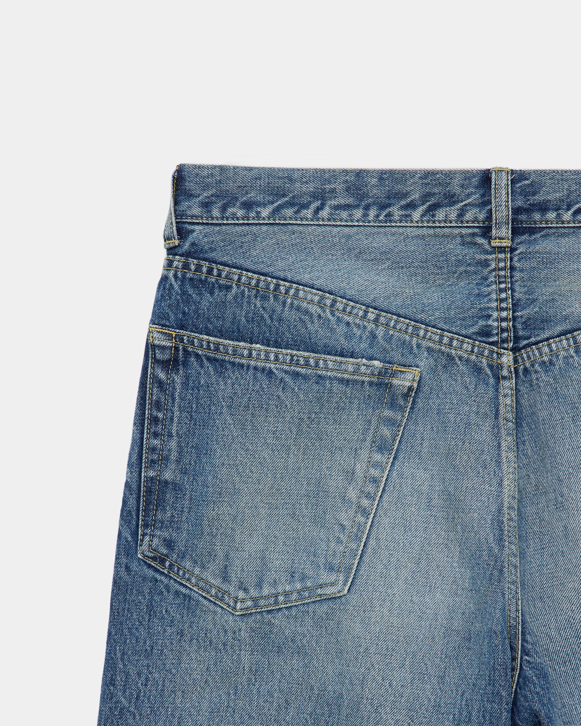 オーガニックコットン 13.5oz セルビッチデニム / ワイドレッグジーンズ, Used Washed