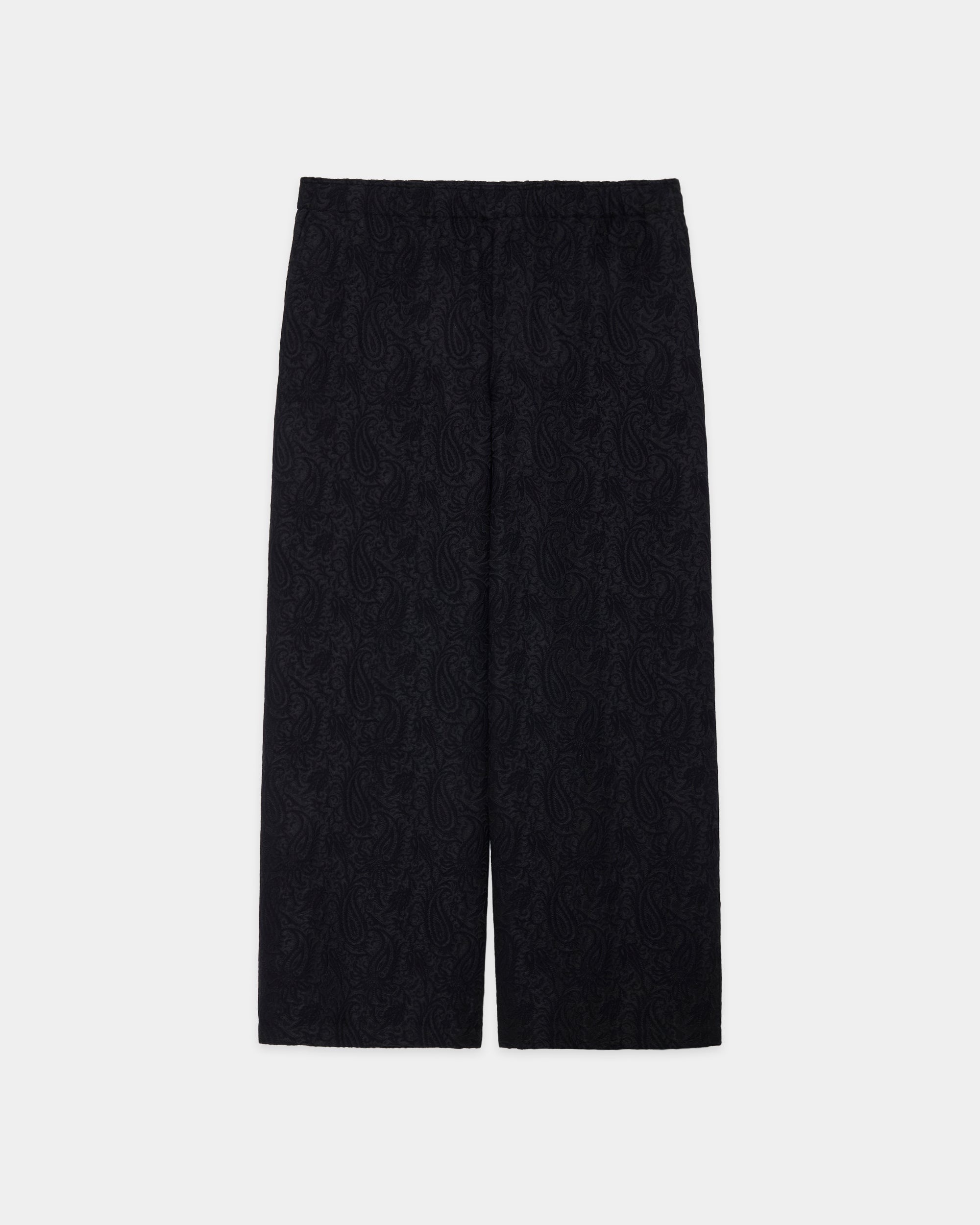 リサイクルポリエステル×リサイクルウール ペイズリージャカード / ワイドレッグイージーパンツ, Dark Navy