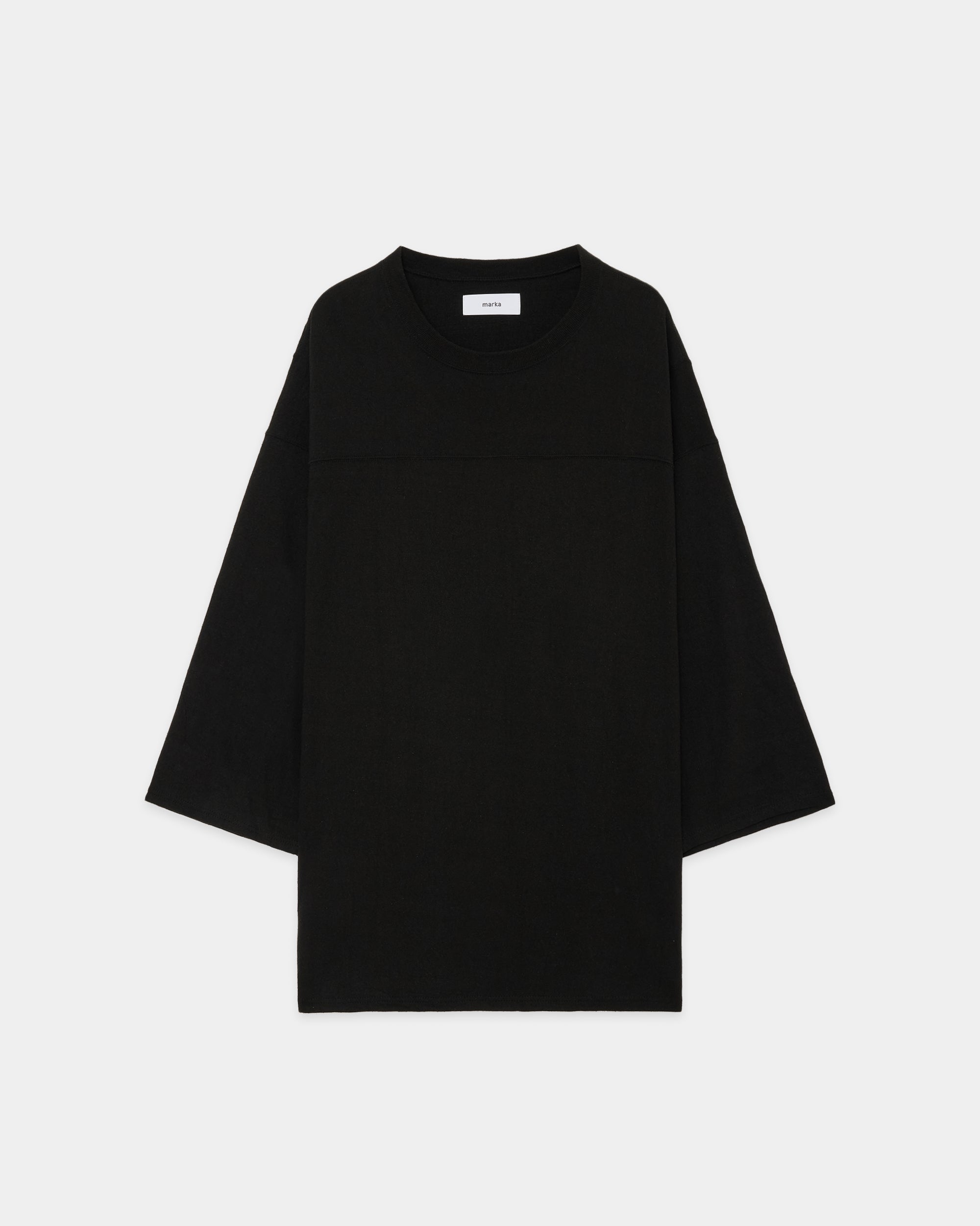 NOIL SILK KNIT BALL GAMES THREE-QUARTER SLEEVE TEE, Black