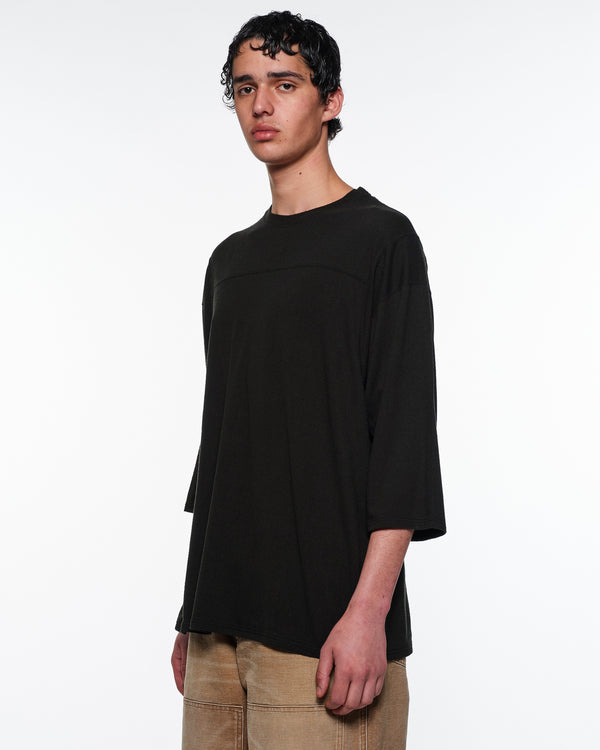 NOIL SILK KNIT BALL GAMES THREE-QUARTER SLEEVE TEE, Black