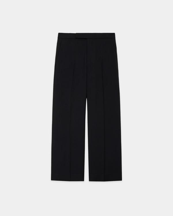 RECYCLED POLYESTER NON-MULESED WOOL GABARDINE REGULAR STRAIGHT TROUSERS, Black