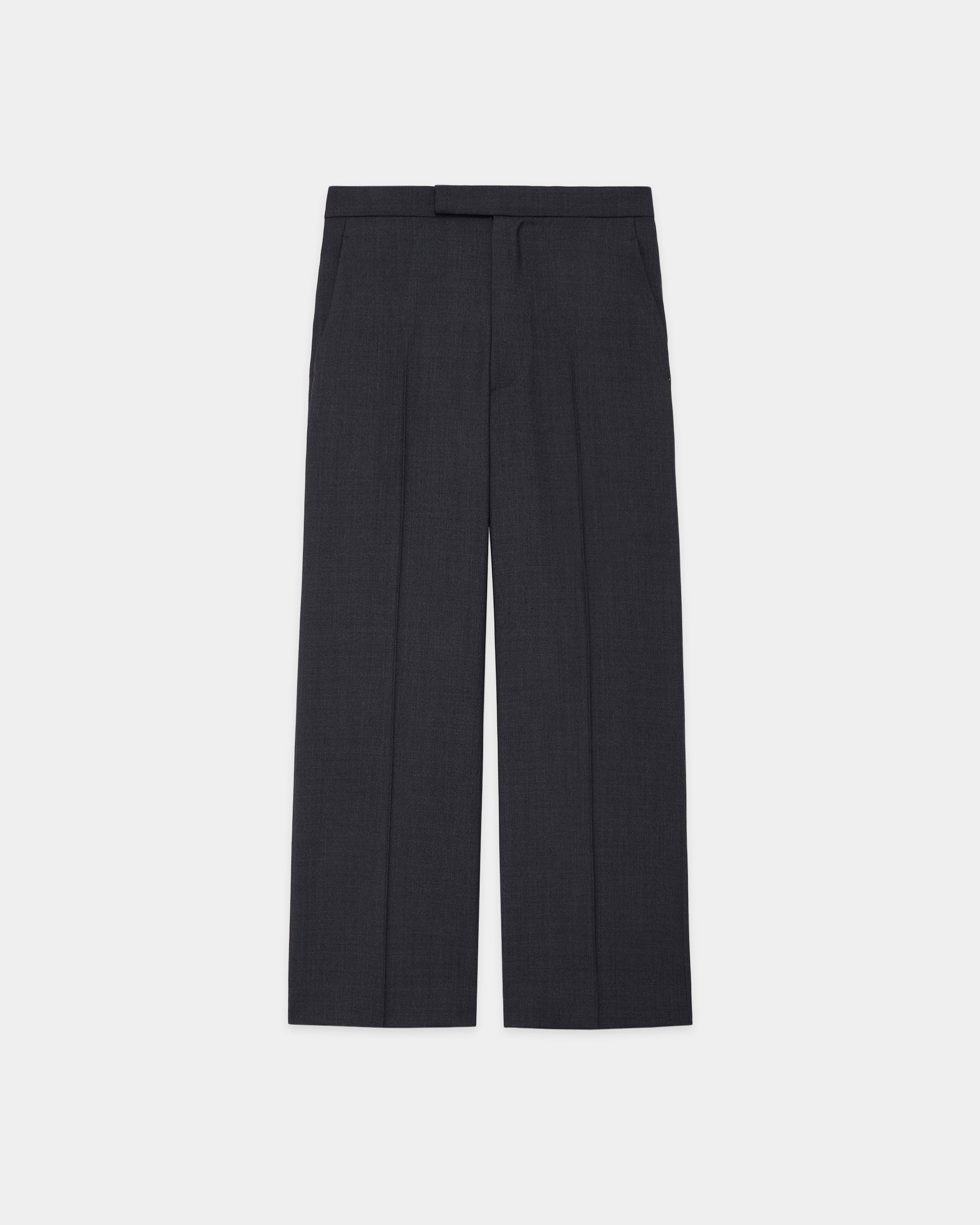 RECYCLED POLYESTER NON-MULESED WOOL GABARDINE REGULAR STRAIGHT TROUSERS, Charcoal Gray