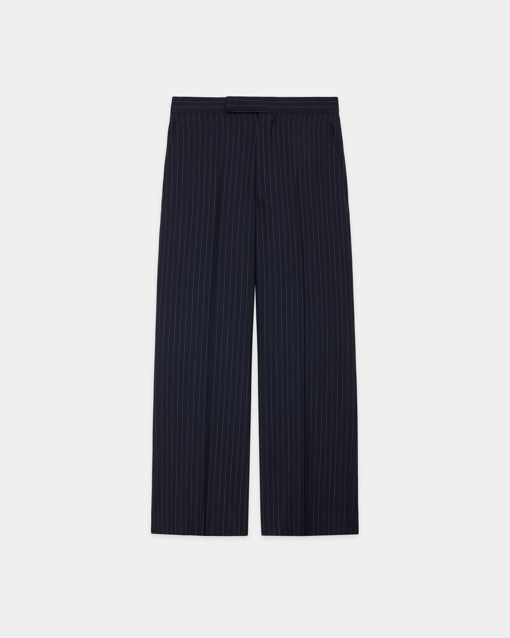 RECYCLED POLYESTER NON-MULESED WOOL GABARDINE REGULAR STRAIGHT TROUSERS, Navy Stripe