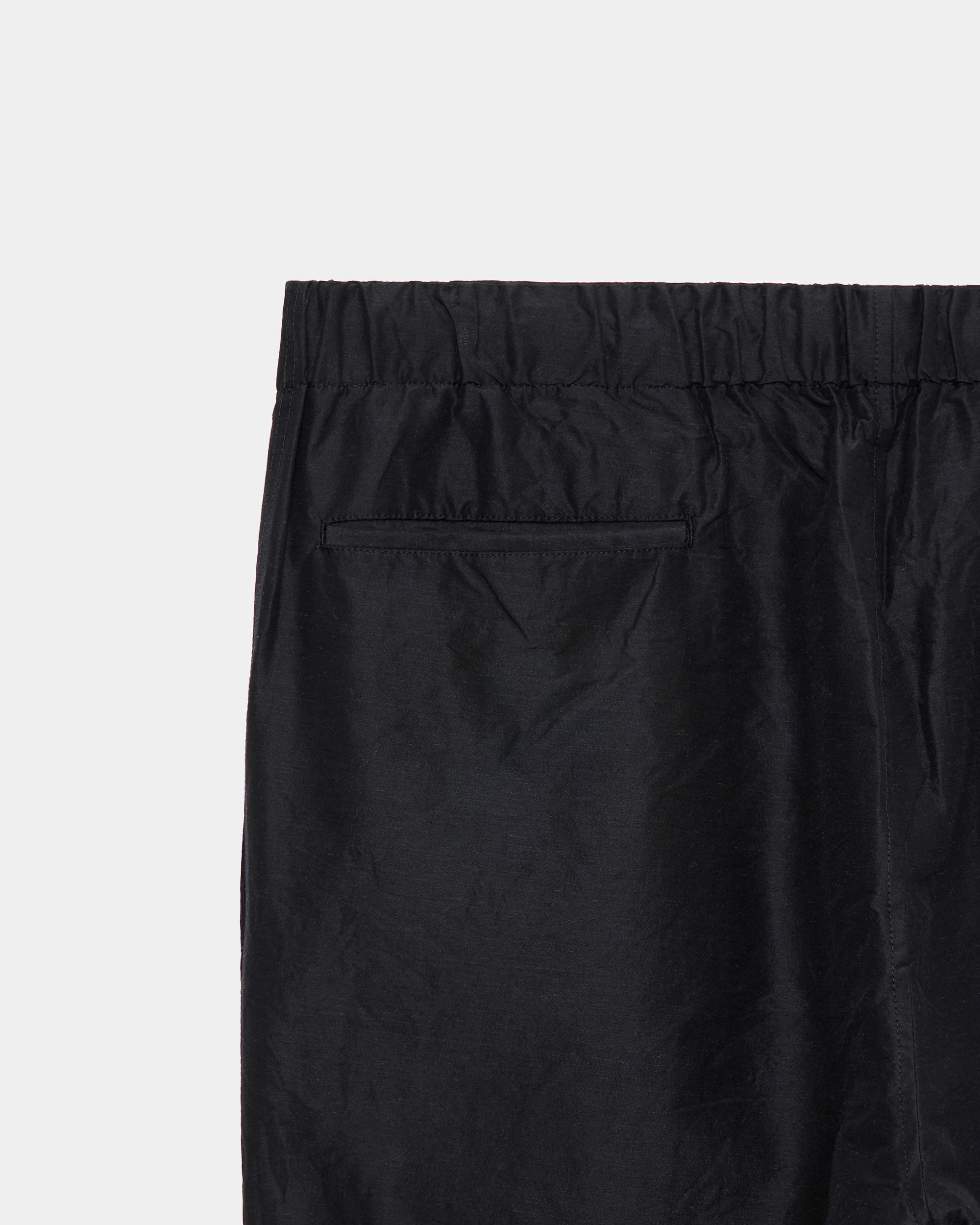 ウールシルク高密度タイプライター / アジャスタブルヘムイージーワイドパンツ, Chambray Black