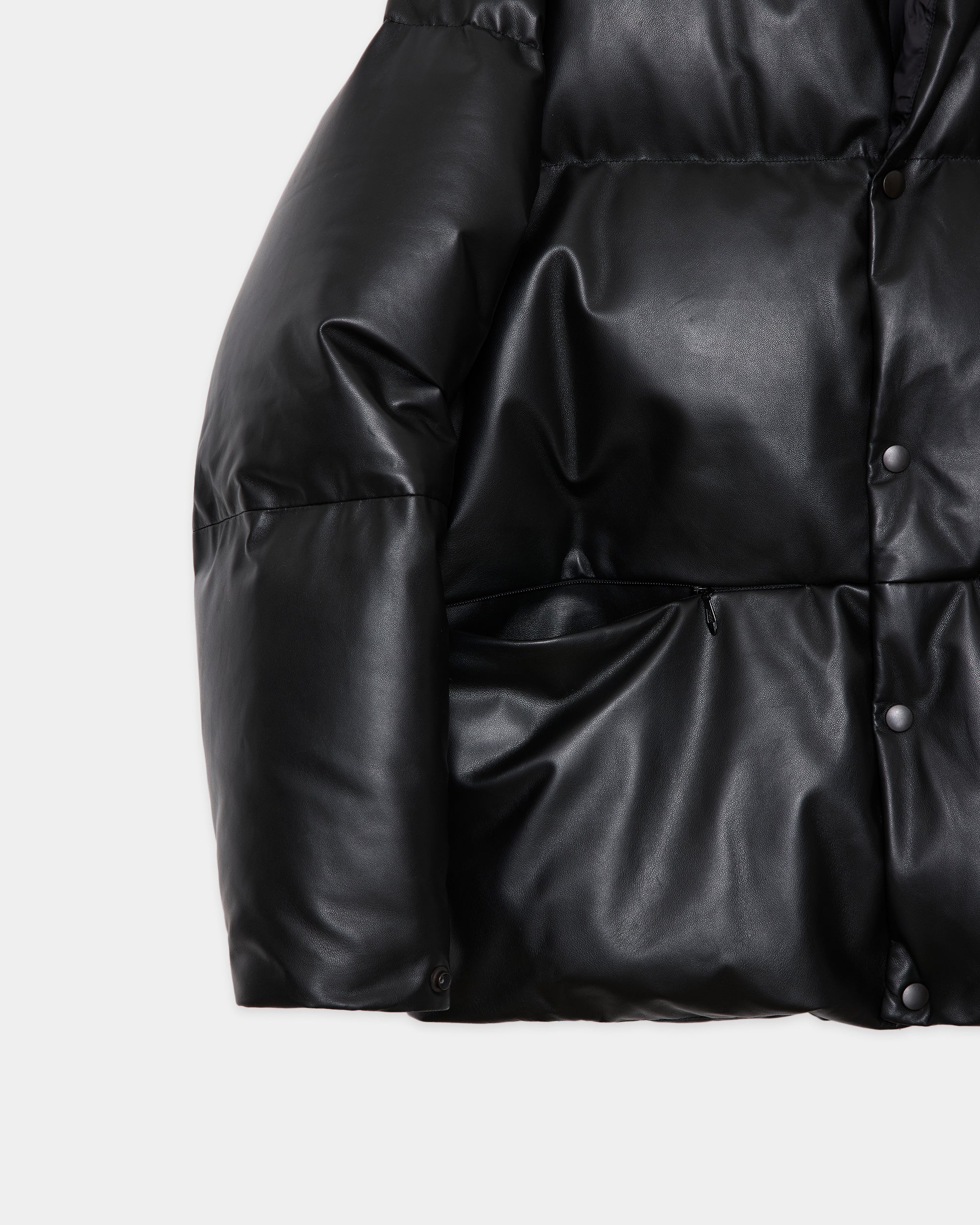Sheep Leather Leather Leather Down Jacket, Black