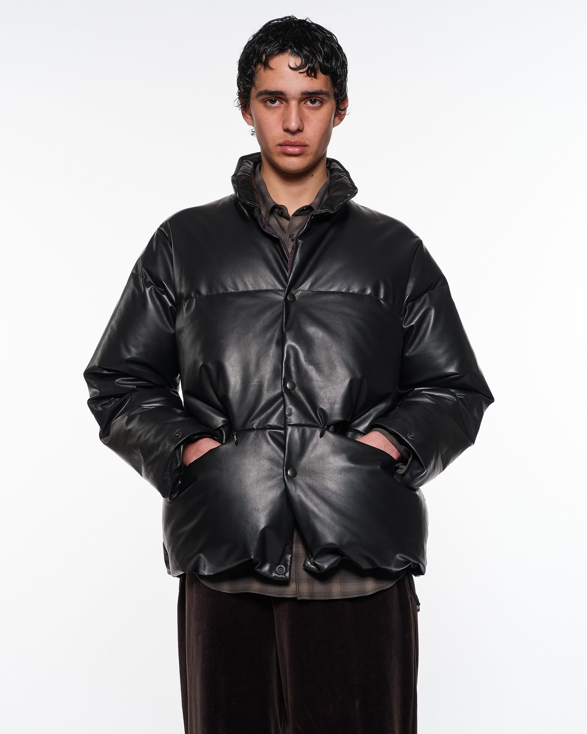 Sheep Leather Leather Leather Down Jacket, Black