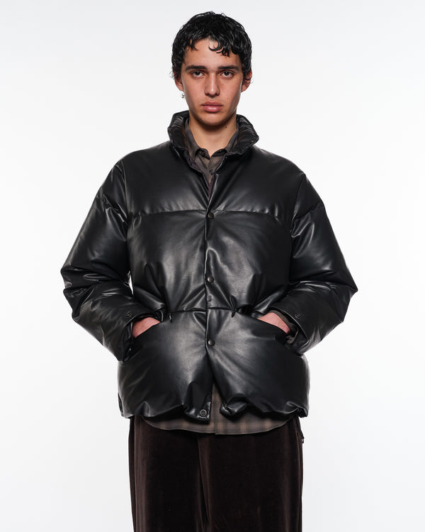 Sheep Leather Leather Leather Down Jacket, Black