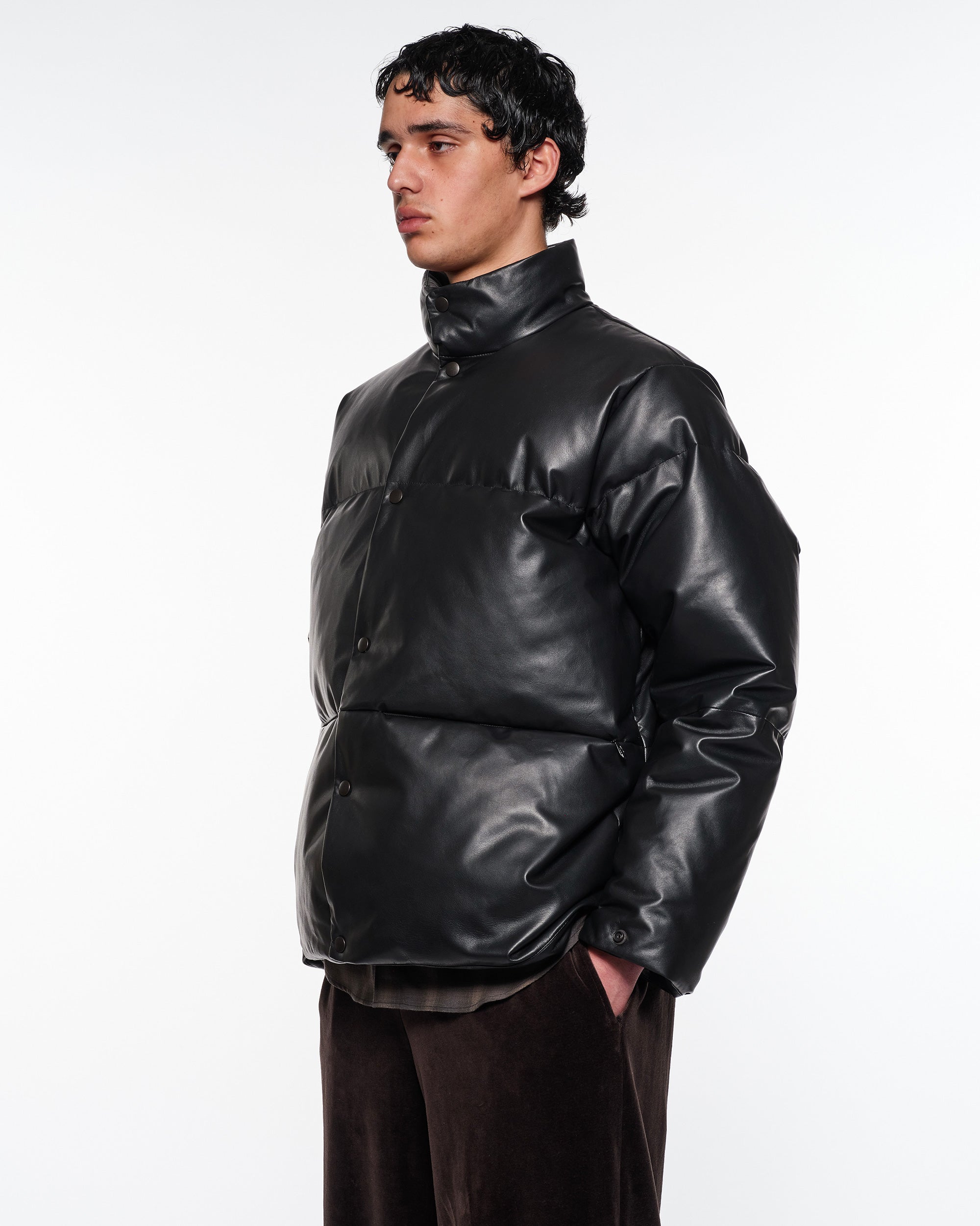 Sheep Leather Leather Leather Down Jacket, Black