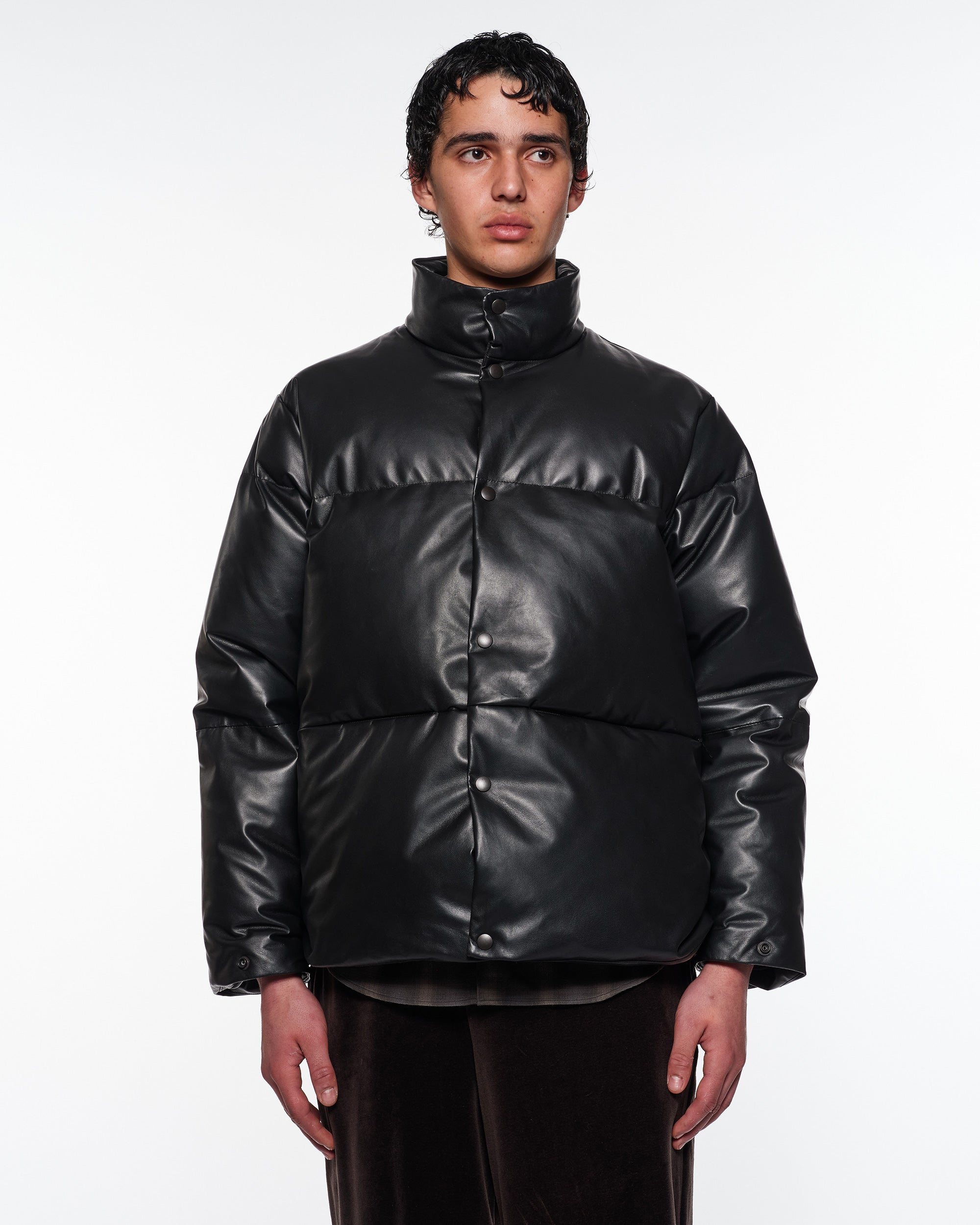 Sheep Leather Leather Leather Down Jacket, Black