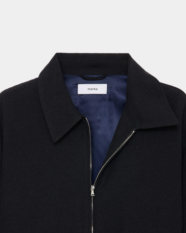 Tumbled Wool Serge Sports Jacket, Chambray Black