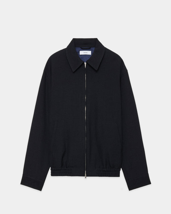 Tumbled Wool Serge Sports Jacket, Chambray Black