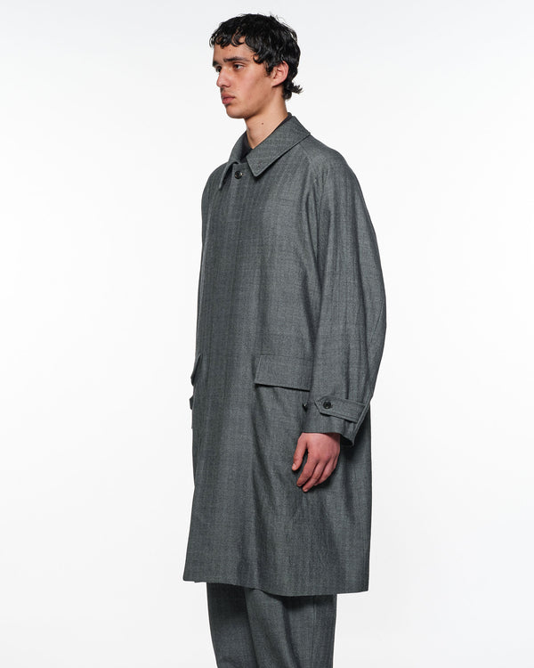 Tumbled Wool Serge Raglan Sleeve Coat, Herringbone
