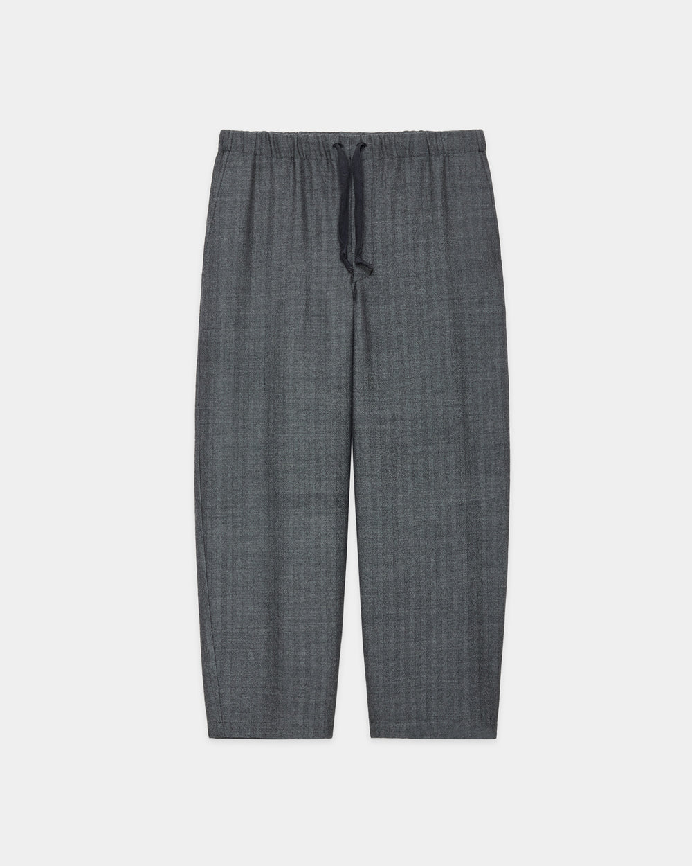 Tumbled Wool Serge Cocoon Wide Easy Pants, Herringbone