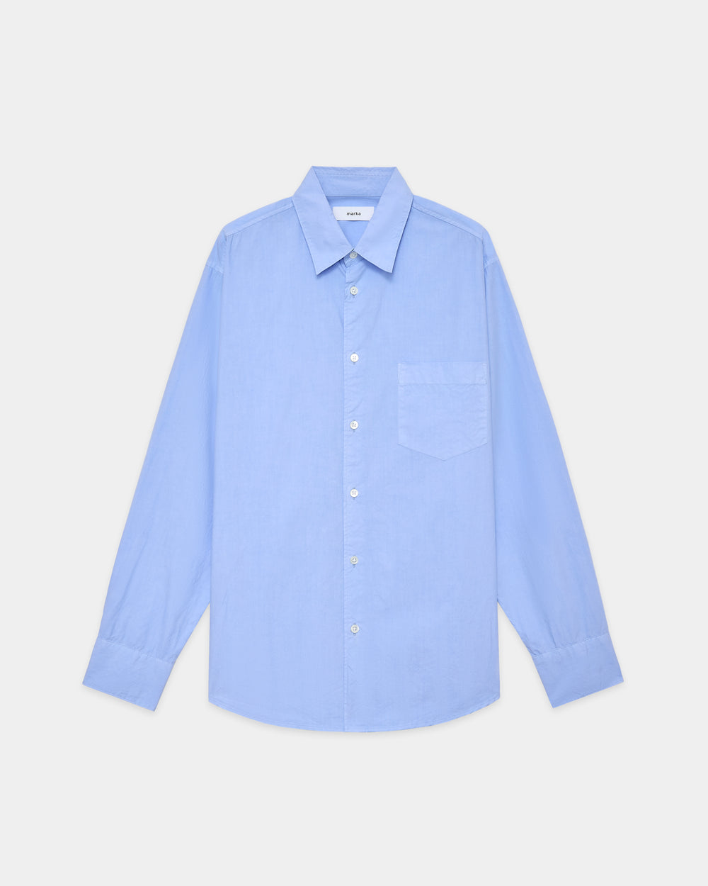 Organic Cotton Silk Typewriter Cloth Regular Collar Shirt, Saxe