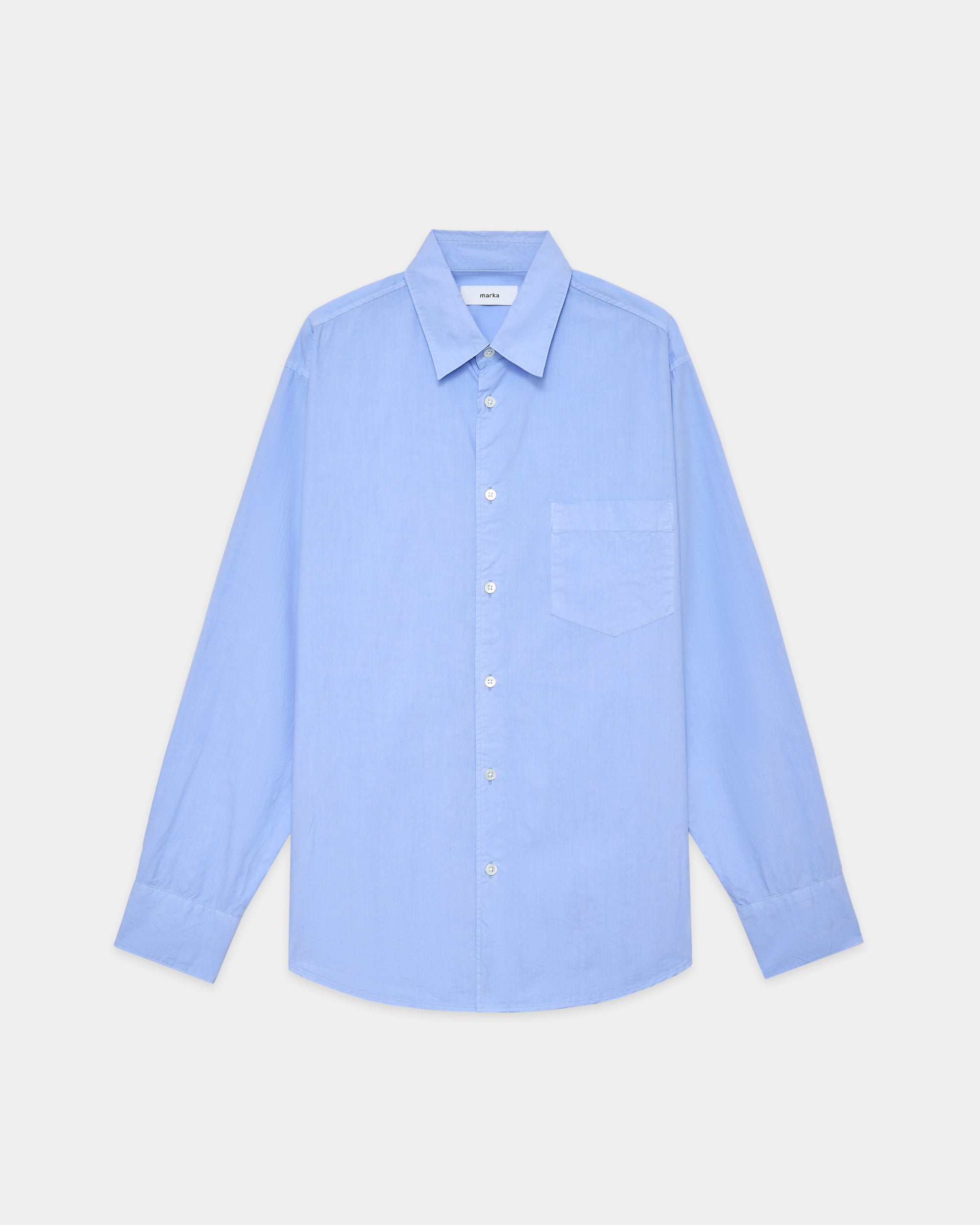 Organic Cotton Silk Typewriter Cloth Regular Collar Shirt, Saxe