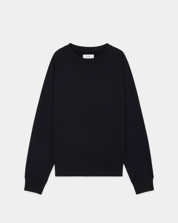 20/10 Recycle Suvin Organic Cotton Fleece Raglan Crew Neck, Black