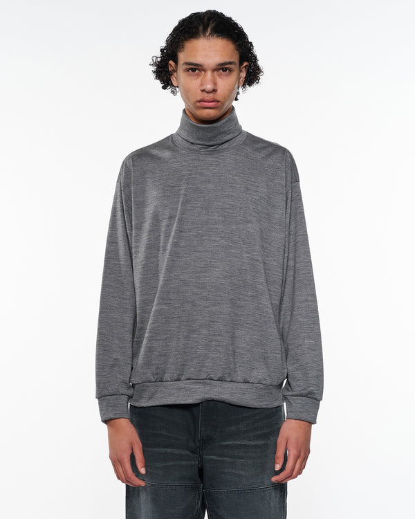 ウォッシャブルウール天竺 / タートルネック, Top Gray