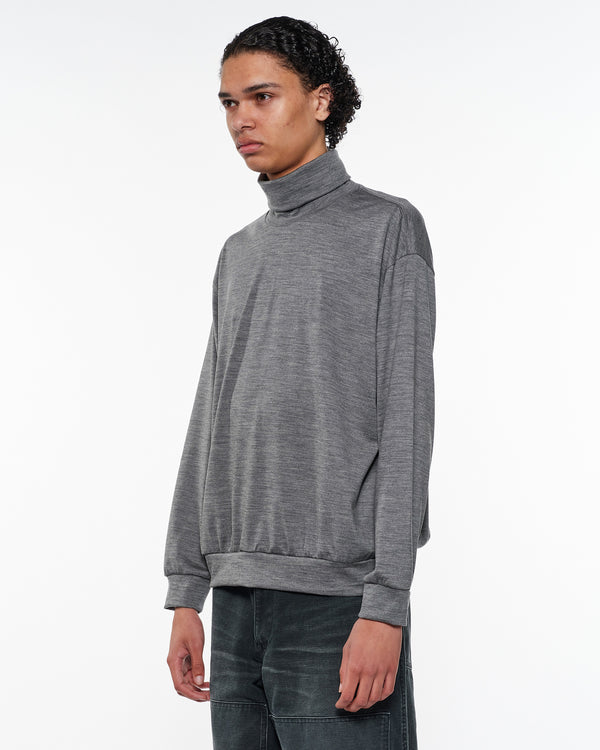 ウォッシャブルウール天竺 / タートルネック, Top Gray