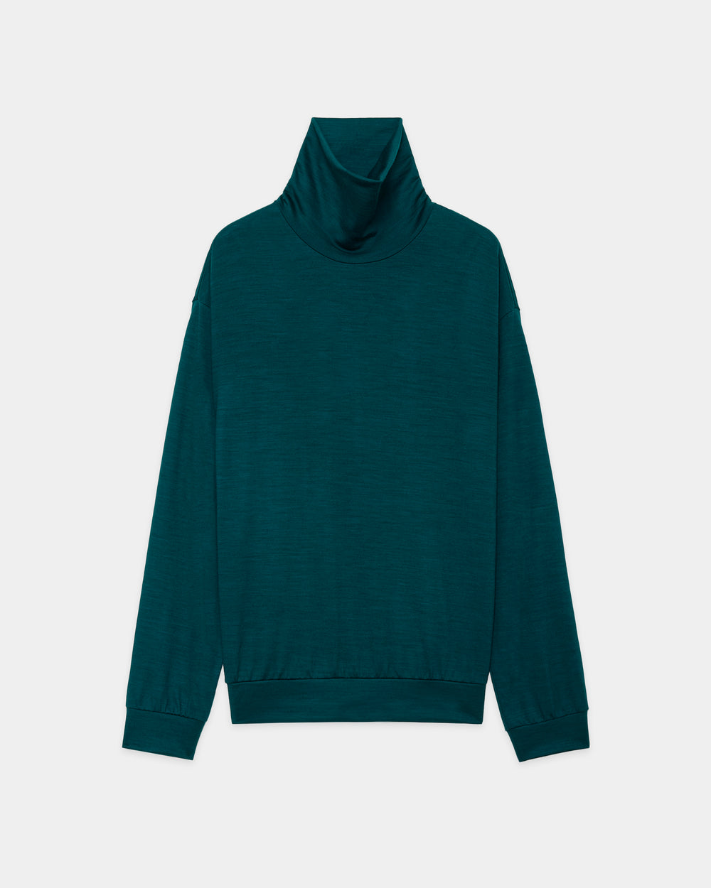 2/72 Wool Single Jersey Washable Turtle Neck, Dark Green
