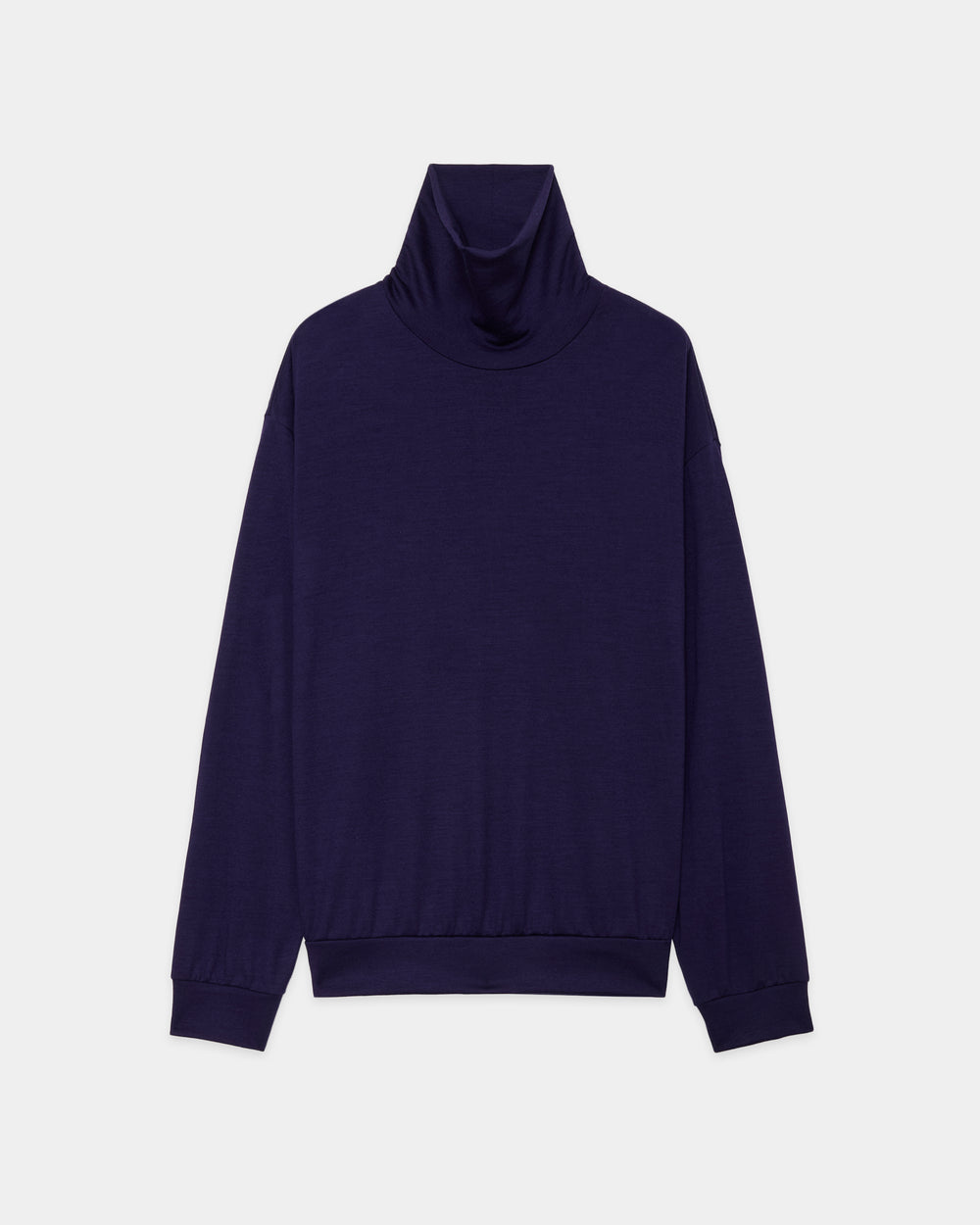 2/72 Wool Single Jersey Washable Turtle Neck, Dark Purple