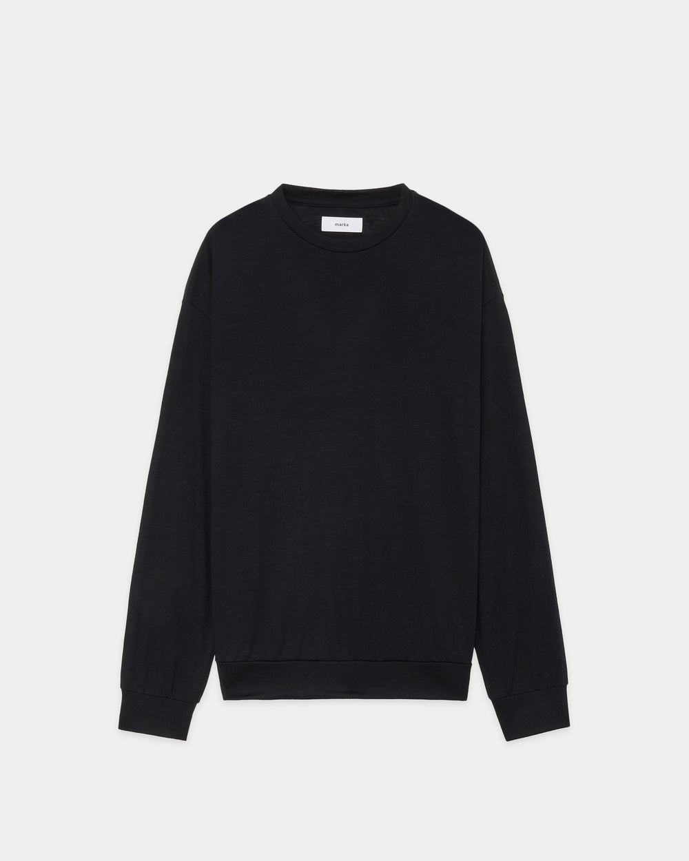 2/72 Wool Single Jersey Washable Crew Neck, Black