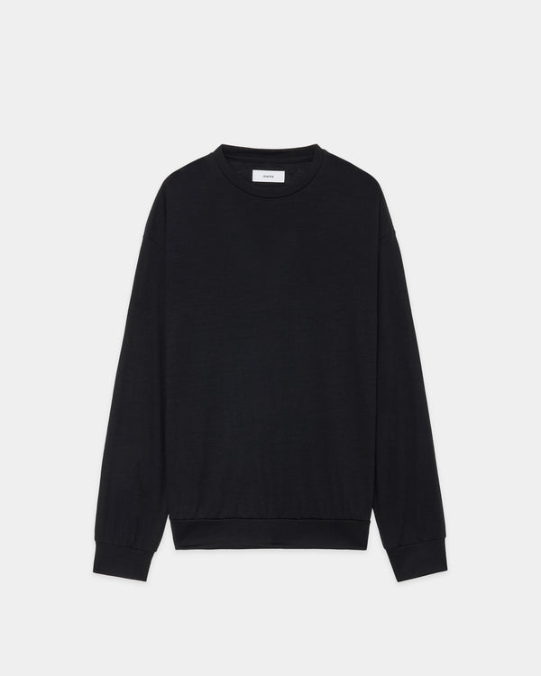 2/72 Wool Single Jersey Washable Crew Neck, Black