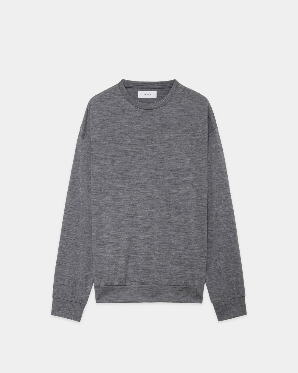 2/72 Wool Single Jersey Washable Crew Neck, Top Gray
