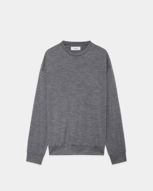 2/72 Wool Single Jersey Washable Crew Neck, Top Gray