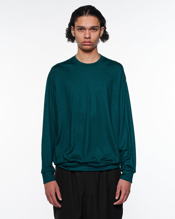 2/72 Wool Single Jersey Washable Crew Neck, Dark Green