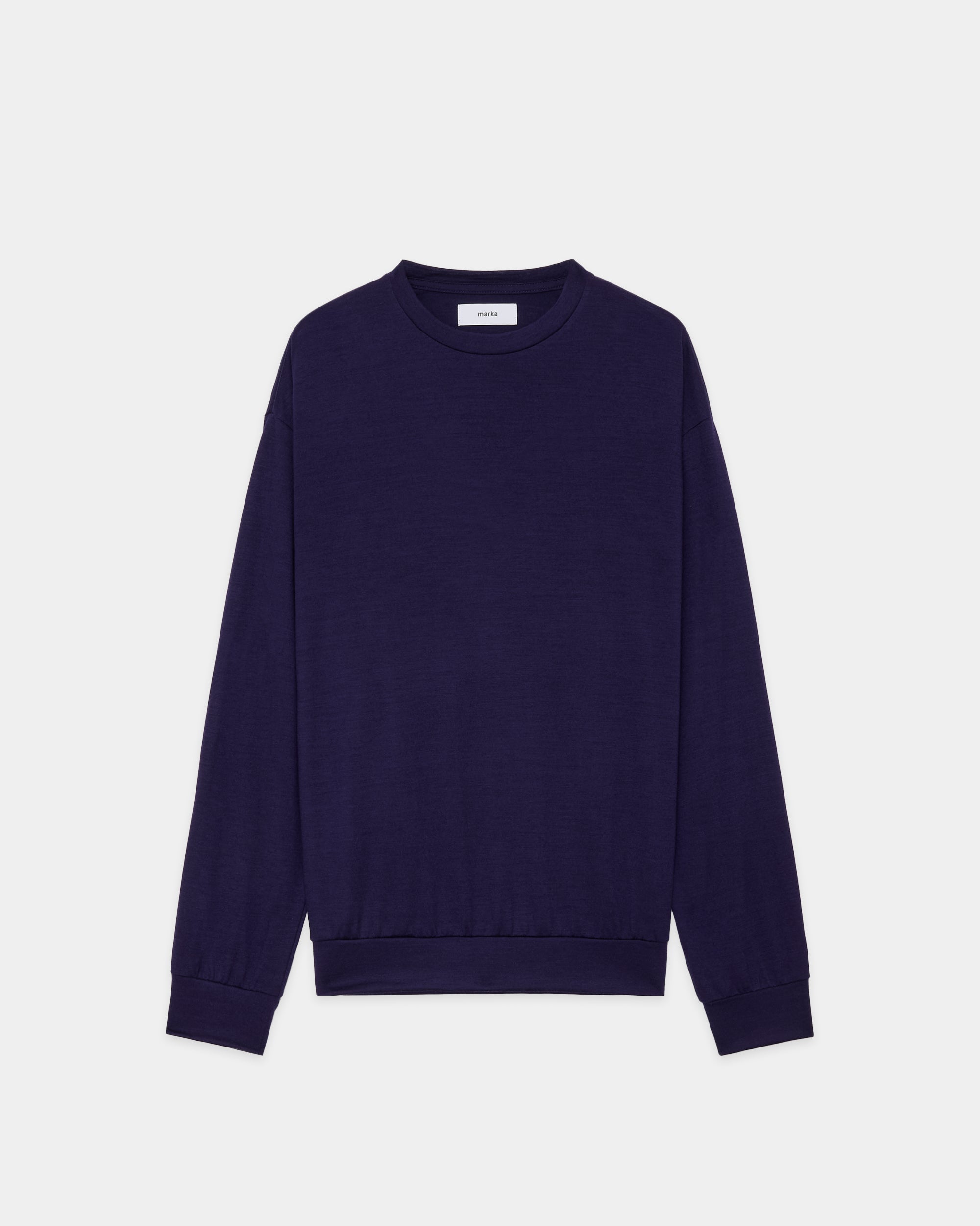 2/72 Wool Single Jersey Washable Crew Neck, Dark Purple