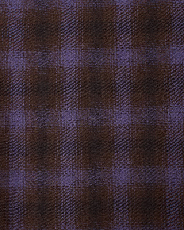 スーパー140'sウールビエラワッシャー タンブラー / レギュラーカラーシャツ, Purple Check
