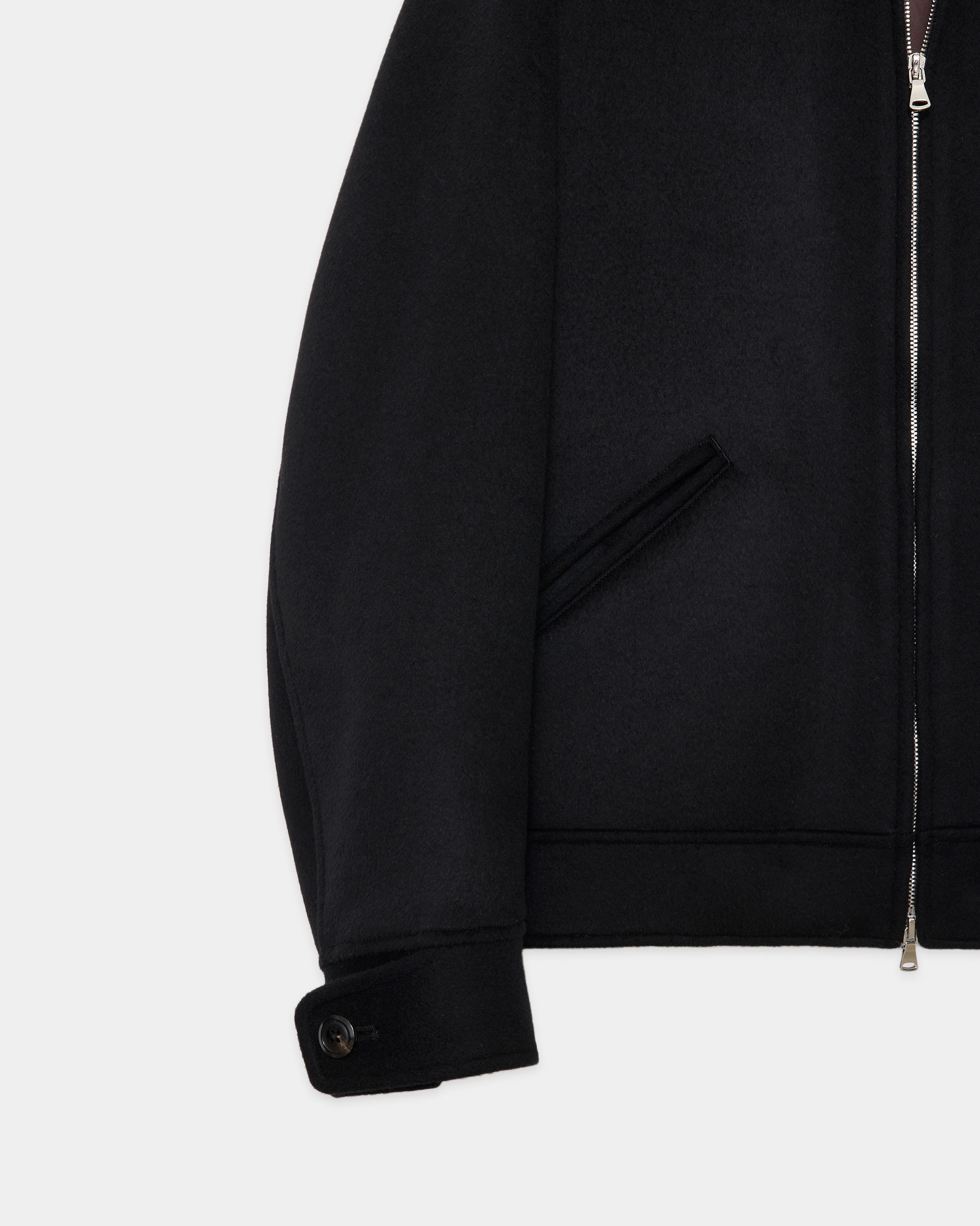 Wool Silk Cashmere Beaver Sports Jacket, Black