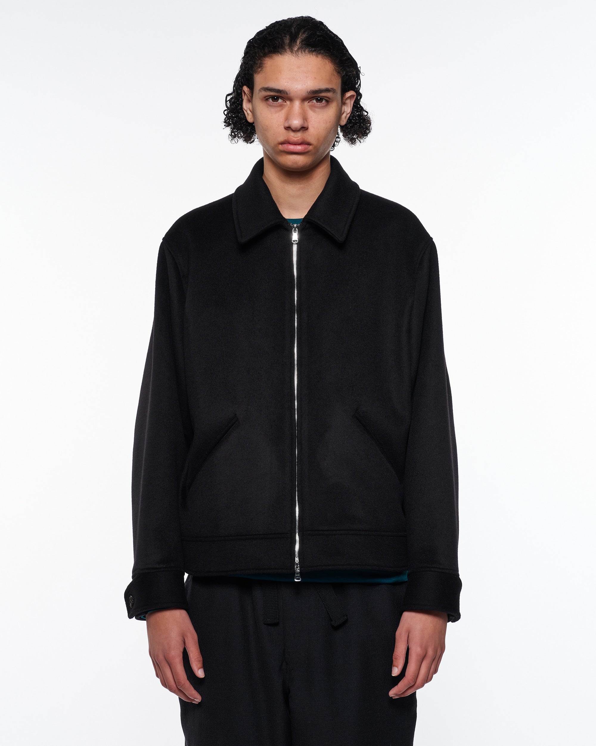 Wool Silk Cashmere Beaver Sports Jacket, Black