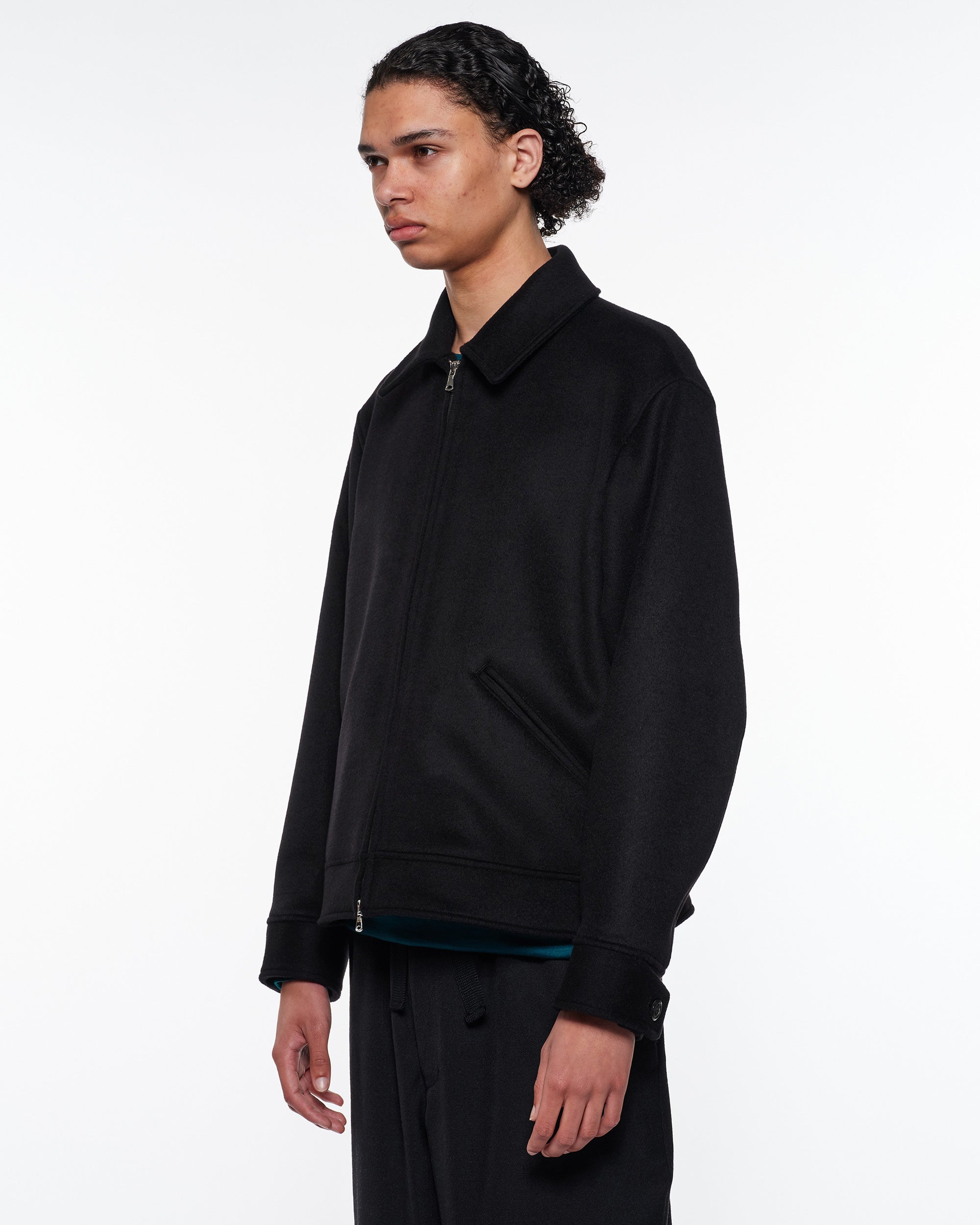 Wool Silk Cashmere Beaver Sports Jacket, Black