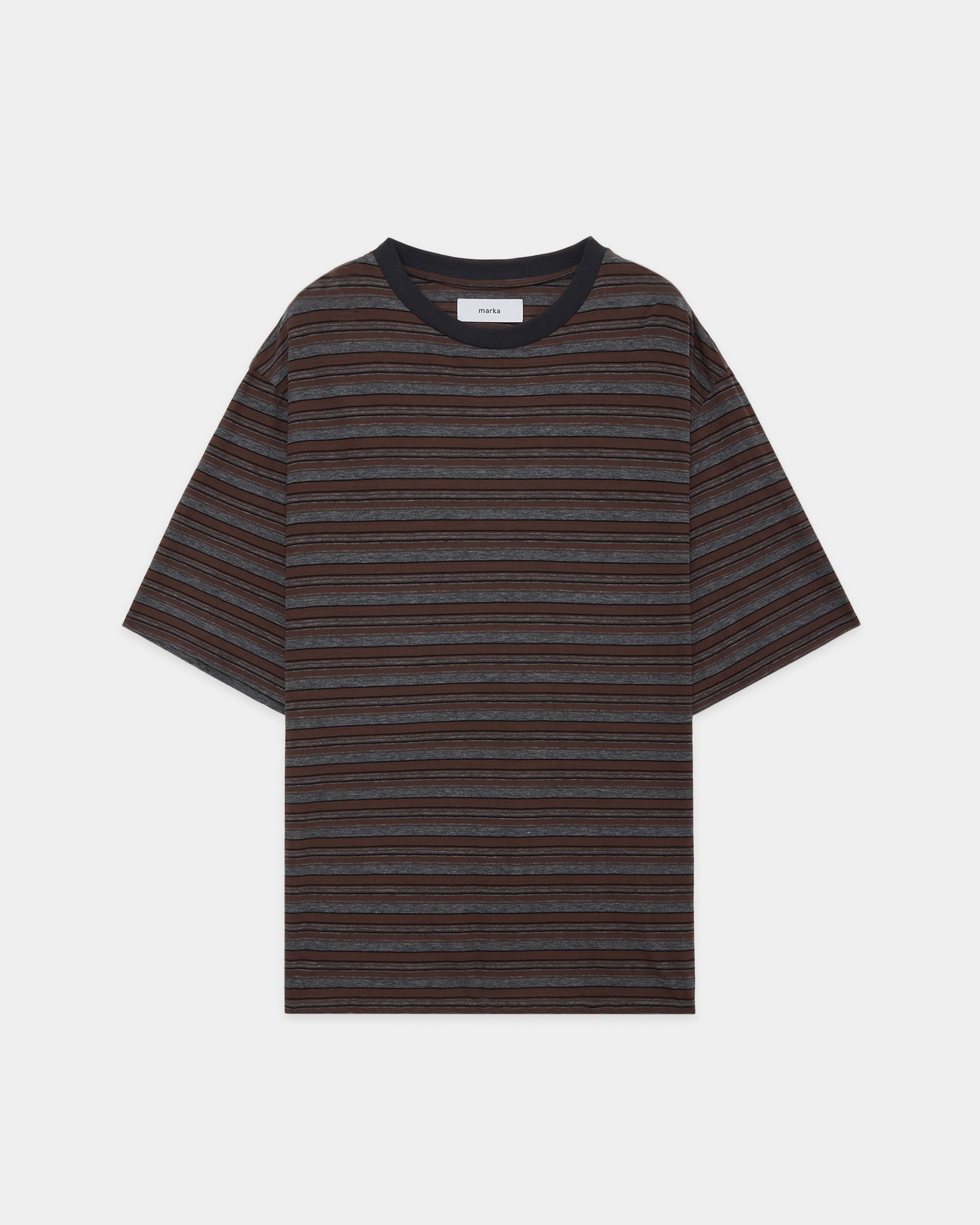 60/1 ORGANIC×MELANGE BORDER BORDER TEE, Brown