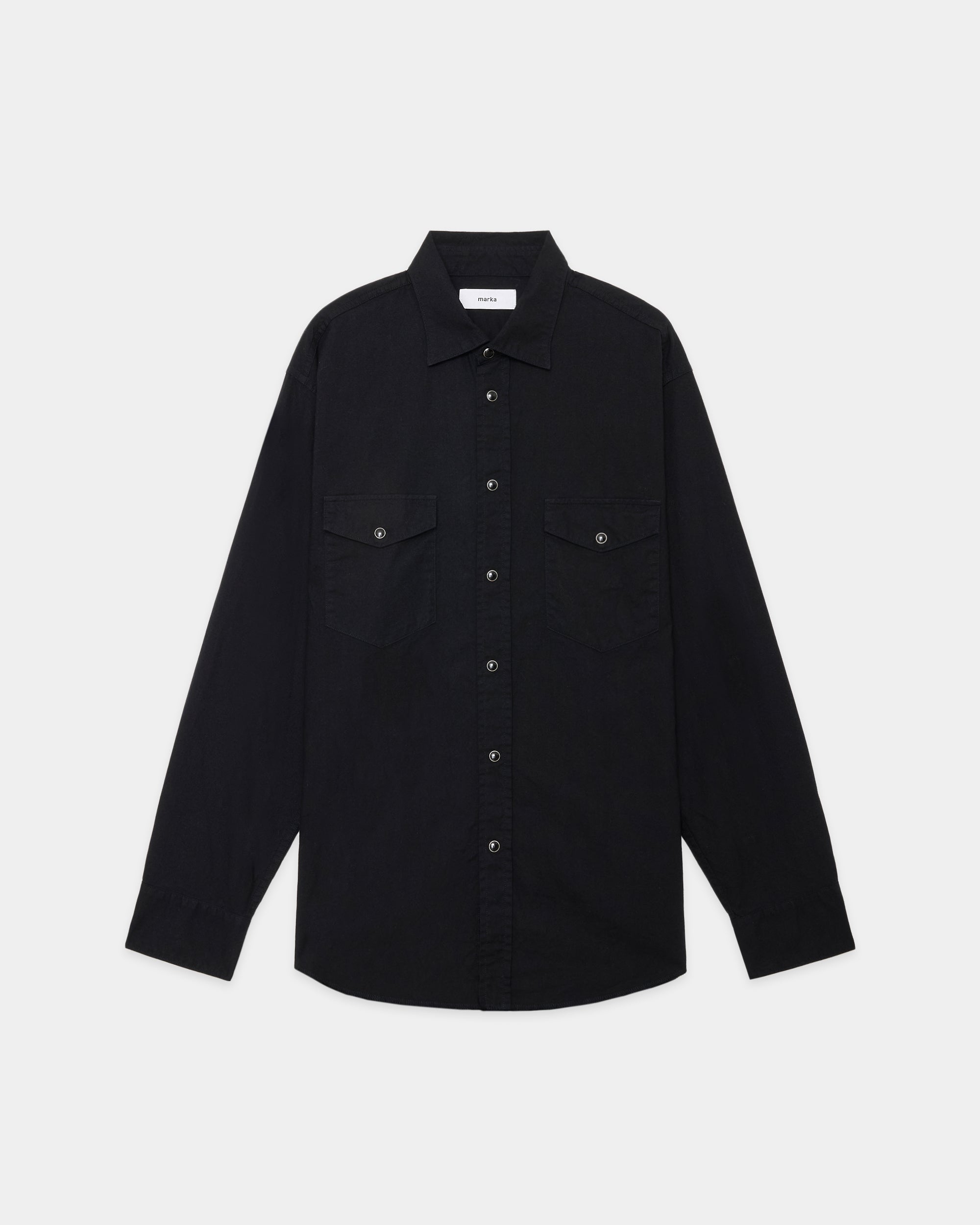 オーガニックコットンネル / ウェスタンシャツ, Black