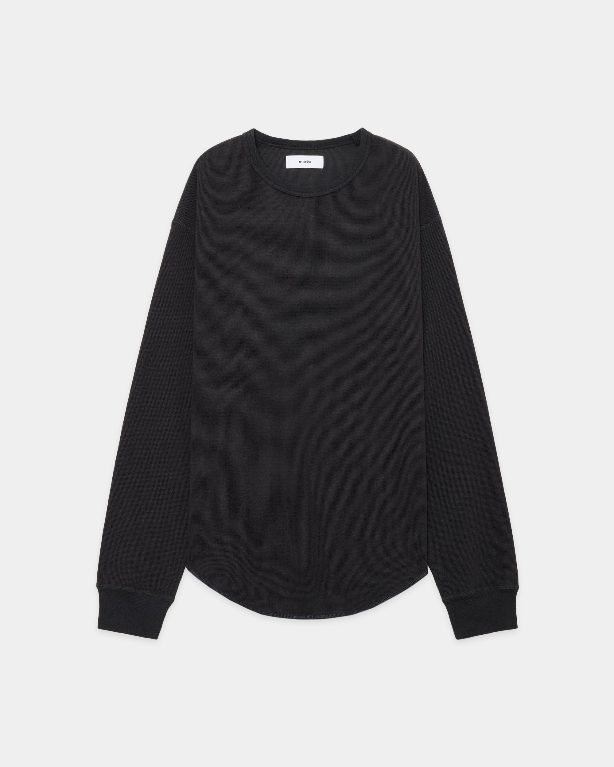 Organic Cotton Hemp Mesh Knit Crew Neck L/S Tee, Charcoal