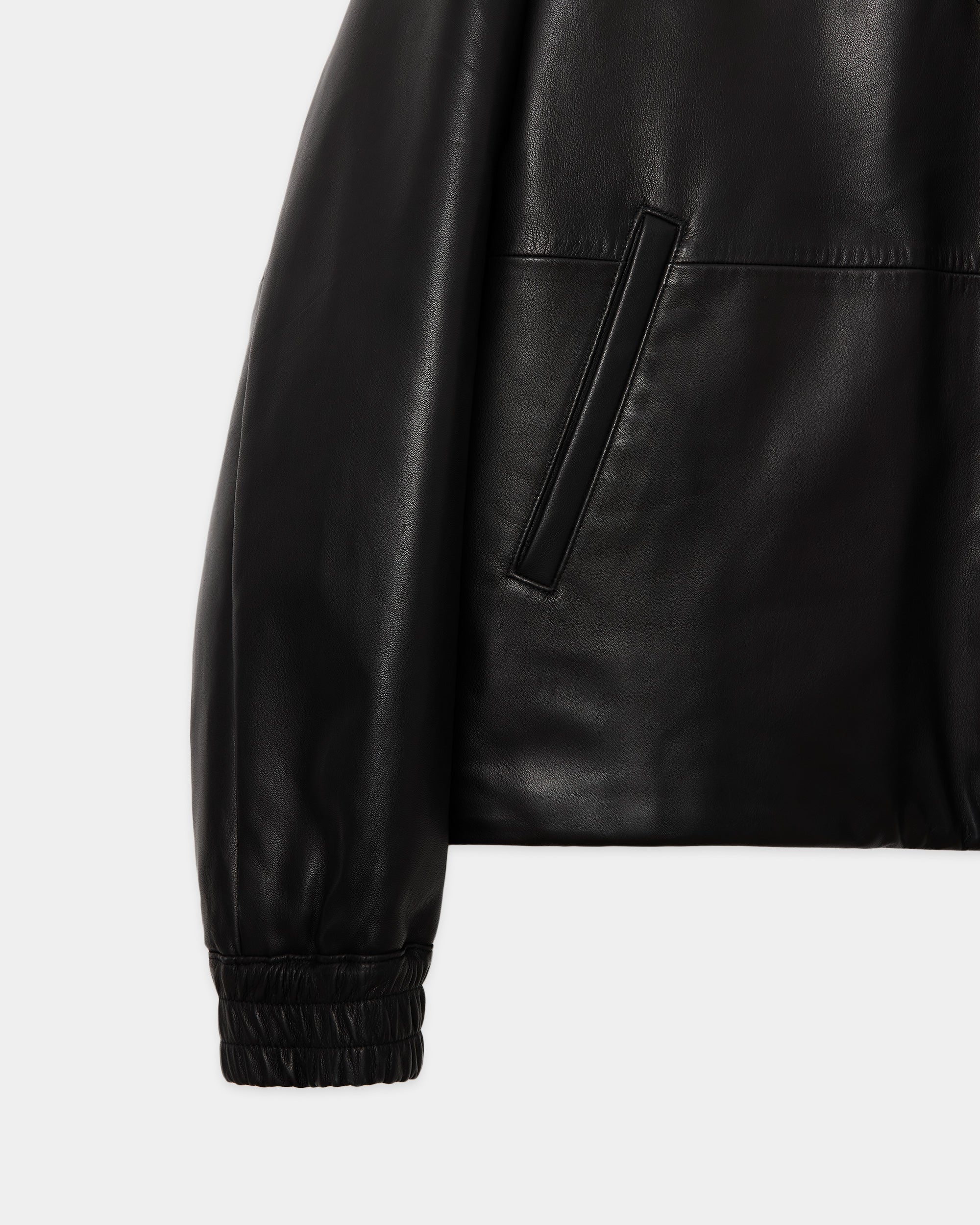 シープレザー / パフドレザーパーカー, Black