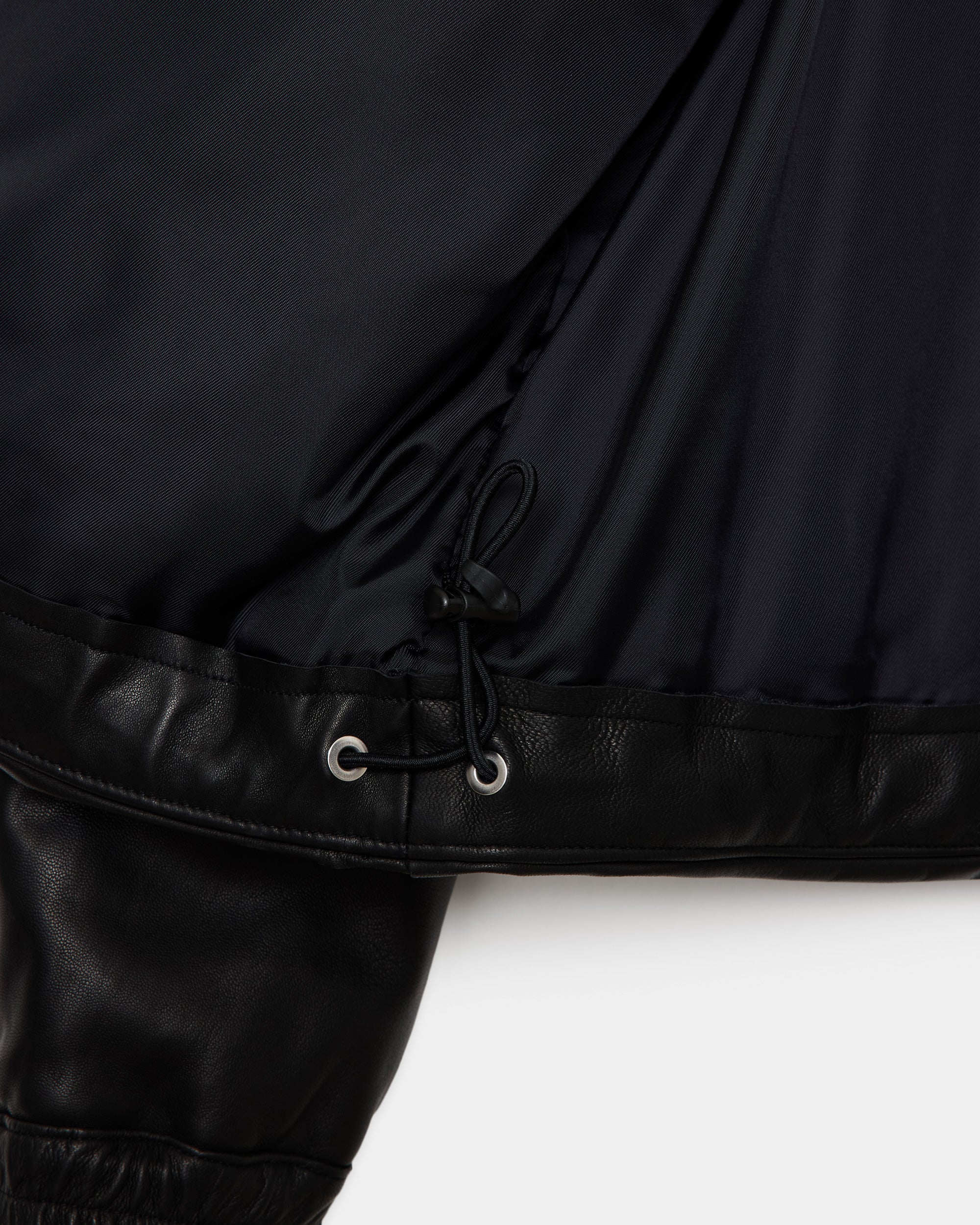 シープレザー / パフドレザーパーカー, Black